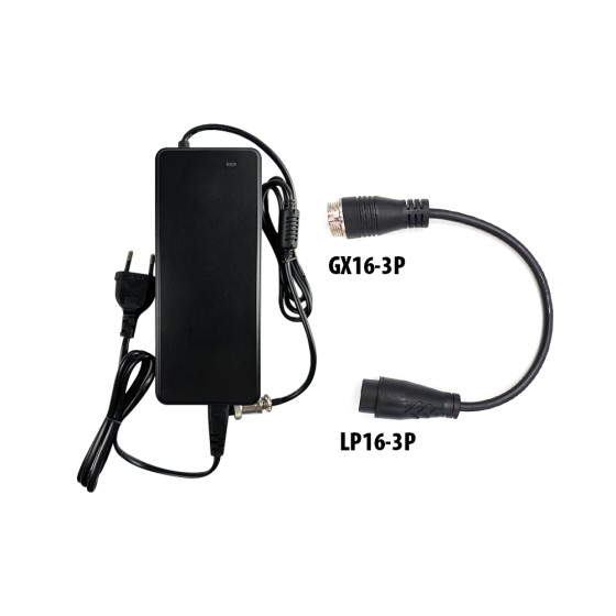 Pack Chargeur 48V pour 54.6V / 2A (+ Adaptateur GX16-LP16-3) pour trottinette électrique - Wattiz