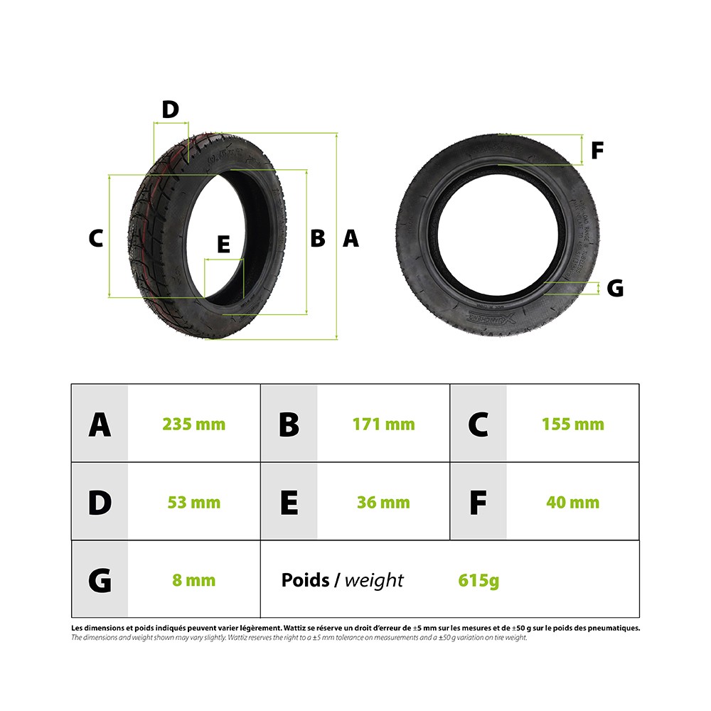 Neumático 9.5x2 reforzado Xuancheng para Xiaomi M365 & Pro para patinete eléctrico - wattiz
