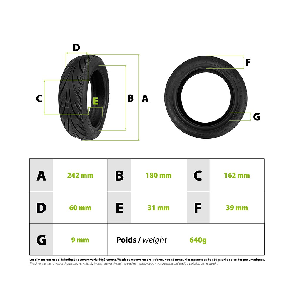 Neumático 60/70-6.5 Ninebot G30 max para patinete eléctrico - wattiz