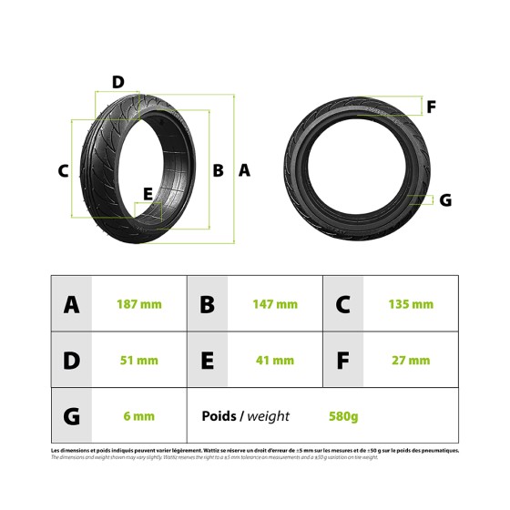 Pneu plein Ninebot Es1/2/3/4 pour trottinette électrique - wattiz