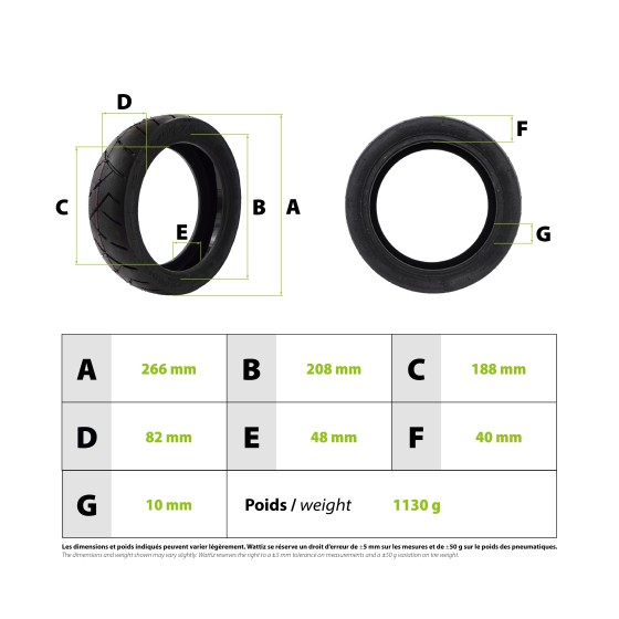 Pneu 80/55-7.5 avec gel anti crevaison pour trottinette électrique - Wattiz
