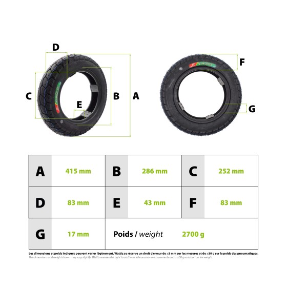 Pneu 3.50-10 pour scooter életrique - Wattiz