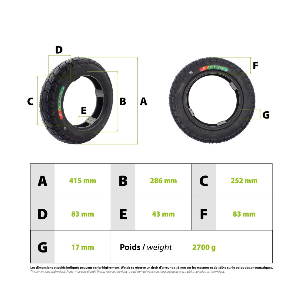 Neumático 3.50-10 para scooter eléctrico - Wattiz