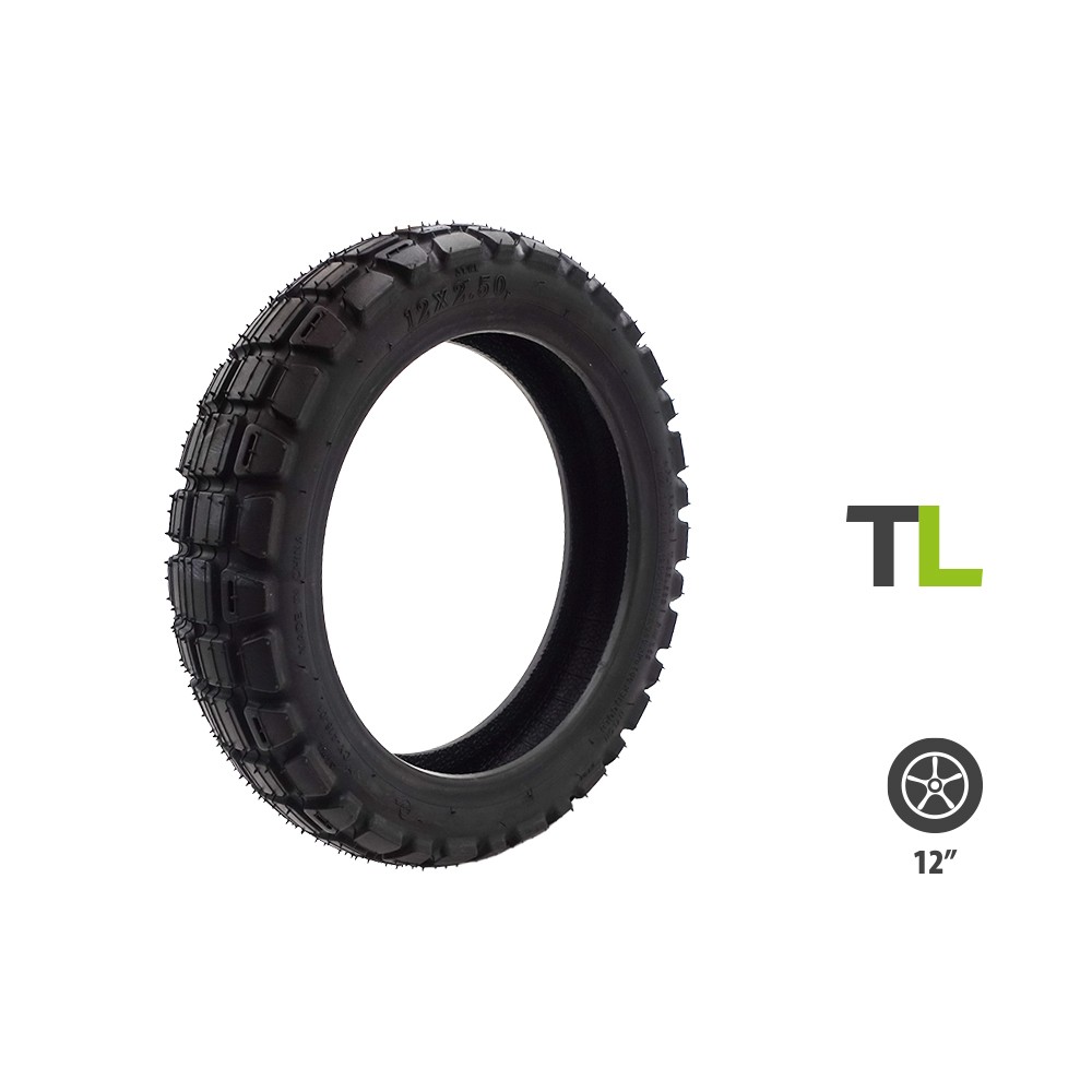 Reifen 12x2.50 tubeless semi Offroad für Elektro-Tretroller - Wattiz