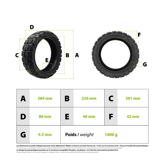 Pneu 12x3.0 tubeless semi offroad pour trottinette électrique - Wattiz