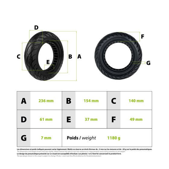 Tömlőtlen gumiabroncs 10x2.50 -34mm|Nedong