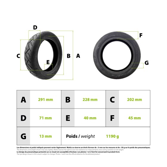 Pneu 60/90-8 tubeless gel anti crevaison pour trottinette électrique - Wattiz