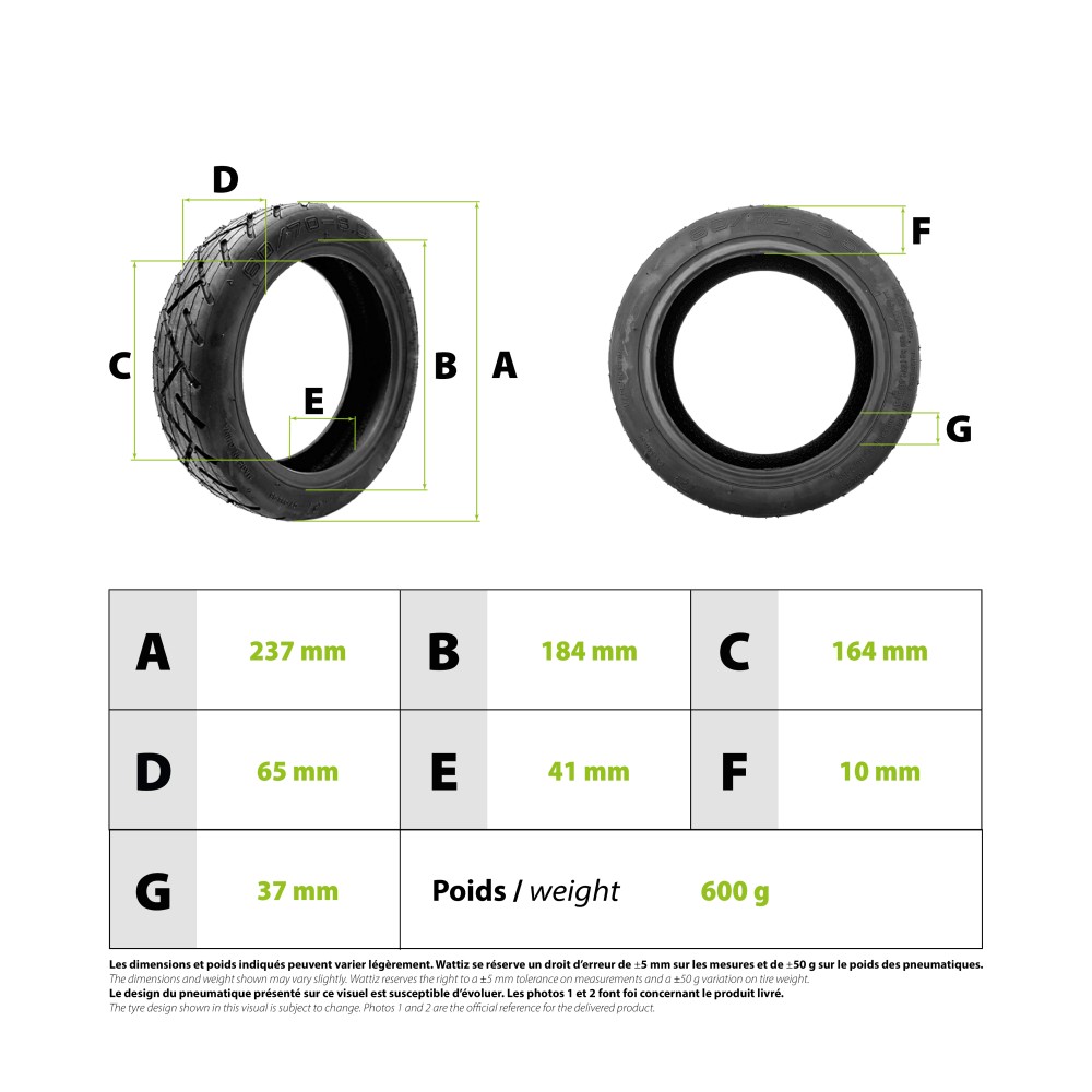 60/70-6.5 tubeless tire for Xiaomi Scooter 5 electric scooter - Wattiz