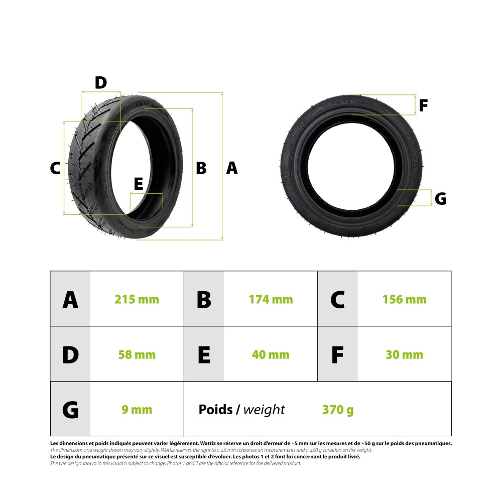 Reifen 8,5x2 Xiaomi (50/75-6,1) Wanda für E-Tretroller - wattiz