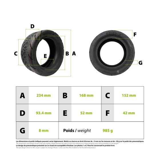 Pneu tubeless 90/55-6 pour trottinette électrique - wattiz