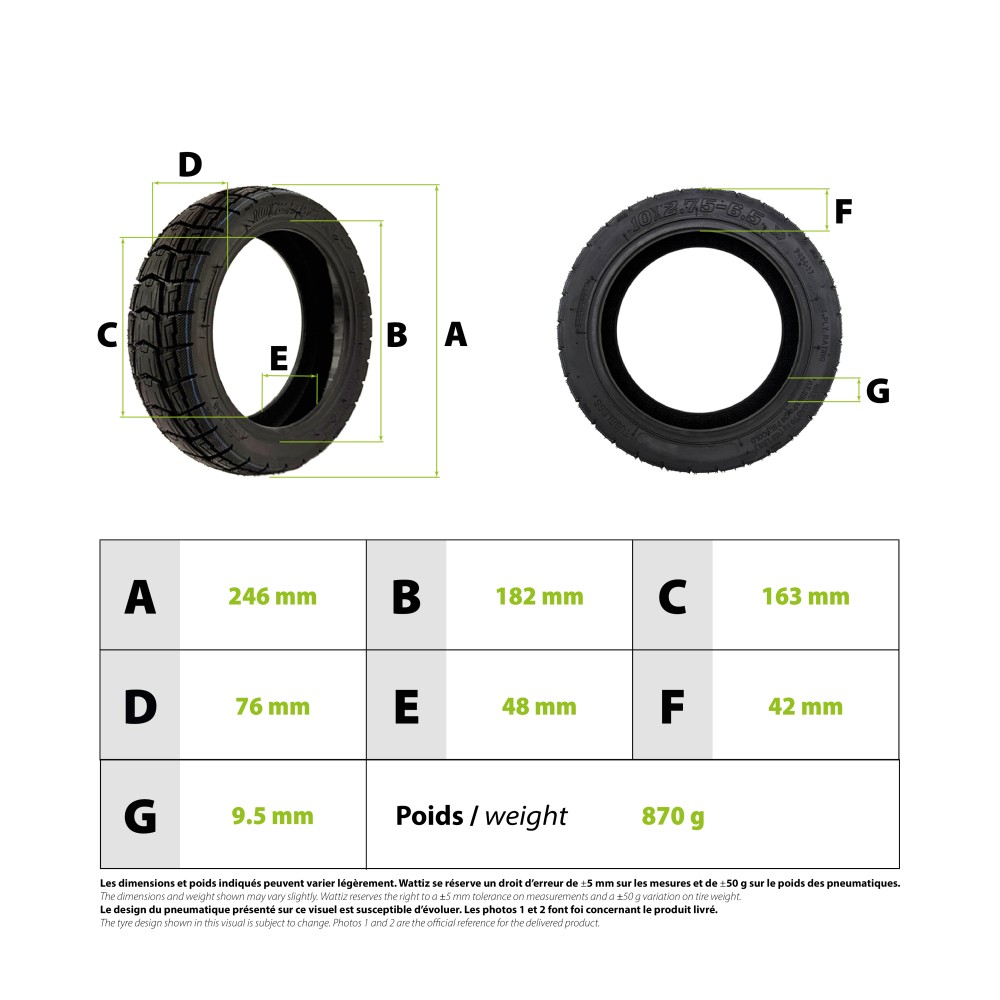 Neumático 10x2.75-6.5 Tubeless gel anti pinchazos Urbanglide E-cross