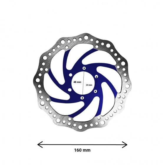 Disque de frein R6 160mm entraxe 48mm bleu