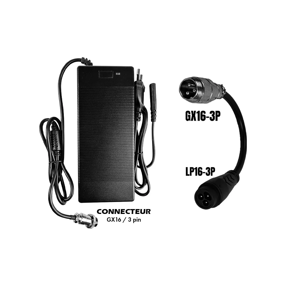 Pack Cargador 60V ➡️ 67.2V / 2A (conector LP16-3)