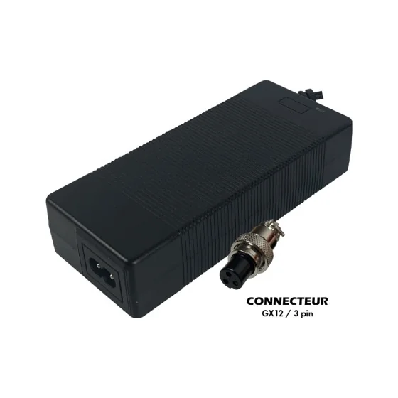 Chargeur 36V pour 42V / 2A (connecteur GX12-3p) pour trottinette électrique wattiz