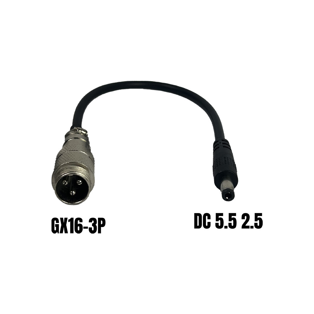 Adaptateur GX16-3P male vers DC 5.5 2,5mm femelle