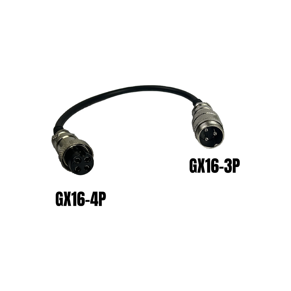 Adaptateur GX16-3 pins male vers GX16-4 pins femelle